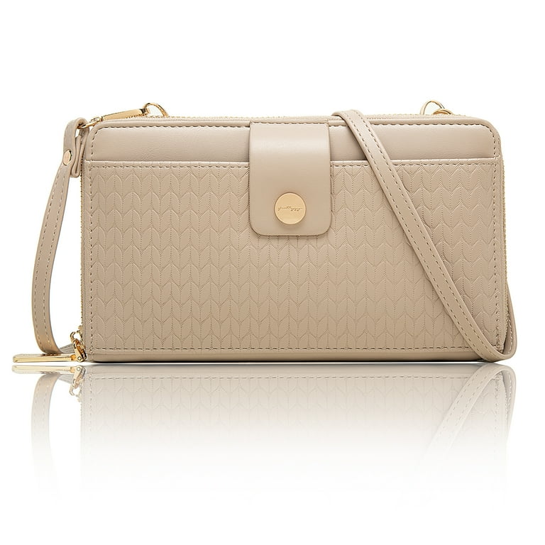 PRETTYZYS Women Crossbody Cell Phone Wallet Purse with RFID Protection and Multiple Card Slots Apricot