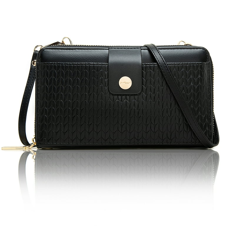 PRETTYZYS Women Crossbody Cell Phone Wallet Purse with RFID Protection and Multiple Card Slots Black