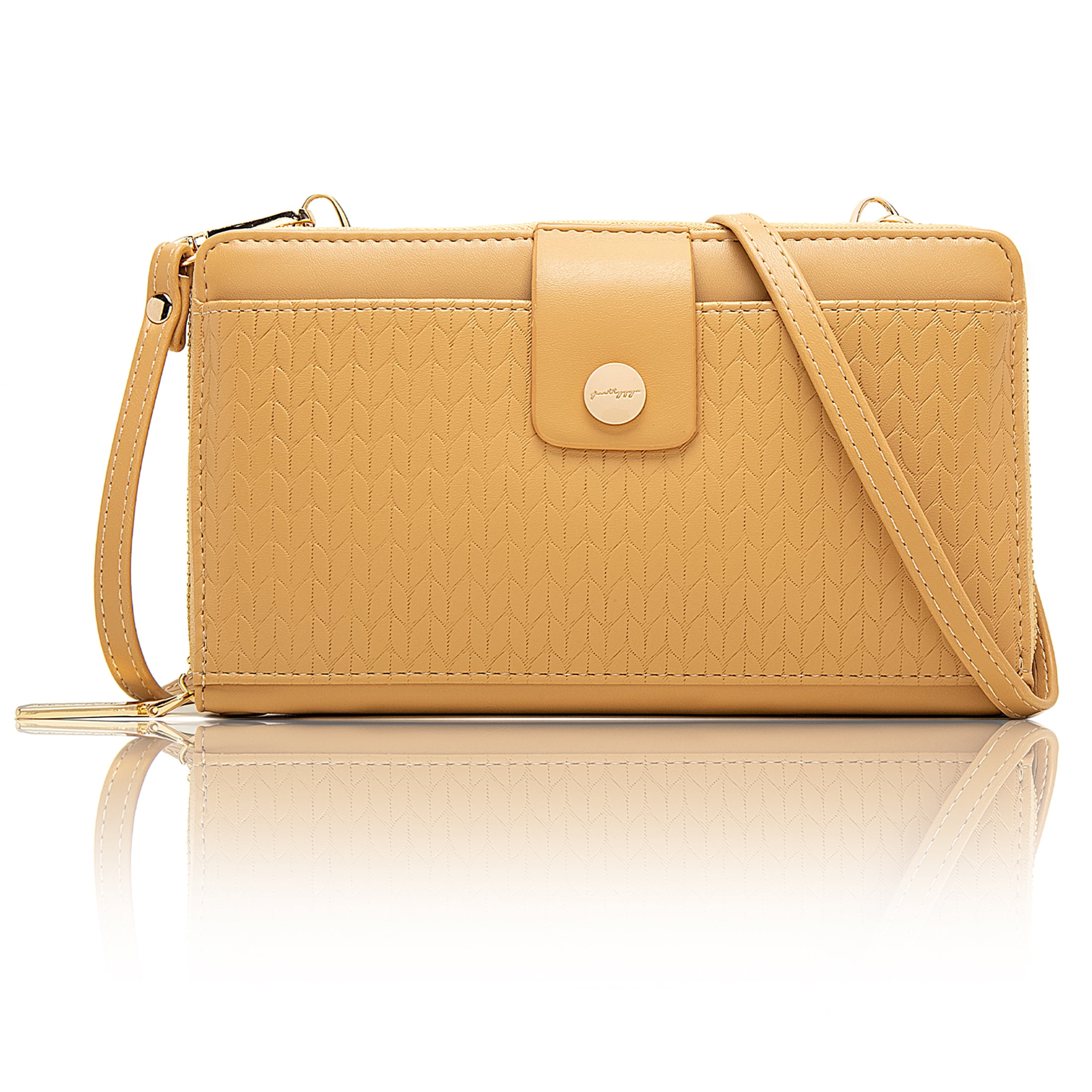 PRETTYZYS Women Crossbody Cell Phone Wallet Purse with RFID Protection and Multiple Card Slots Yellow