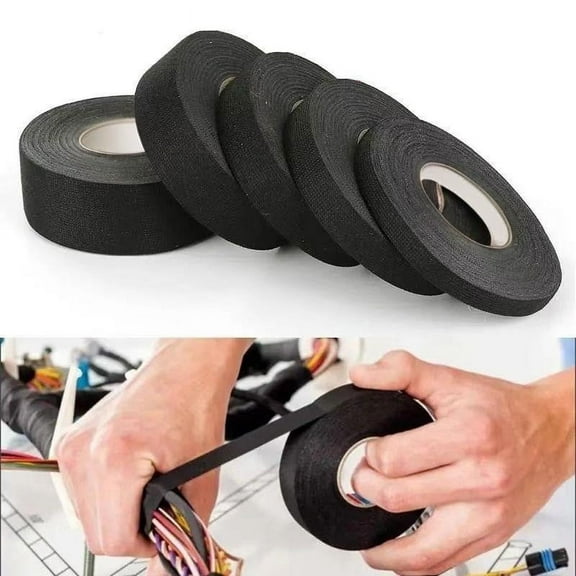 PRETXORVE 15M Tape/Wiring Fabric Tape/Black Self-Adhesive Cloth Tape for Electrical Bundling Noise Damping Heat Resistance