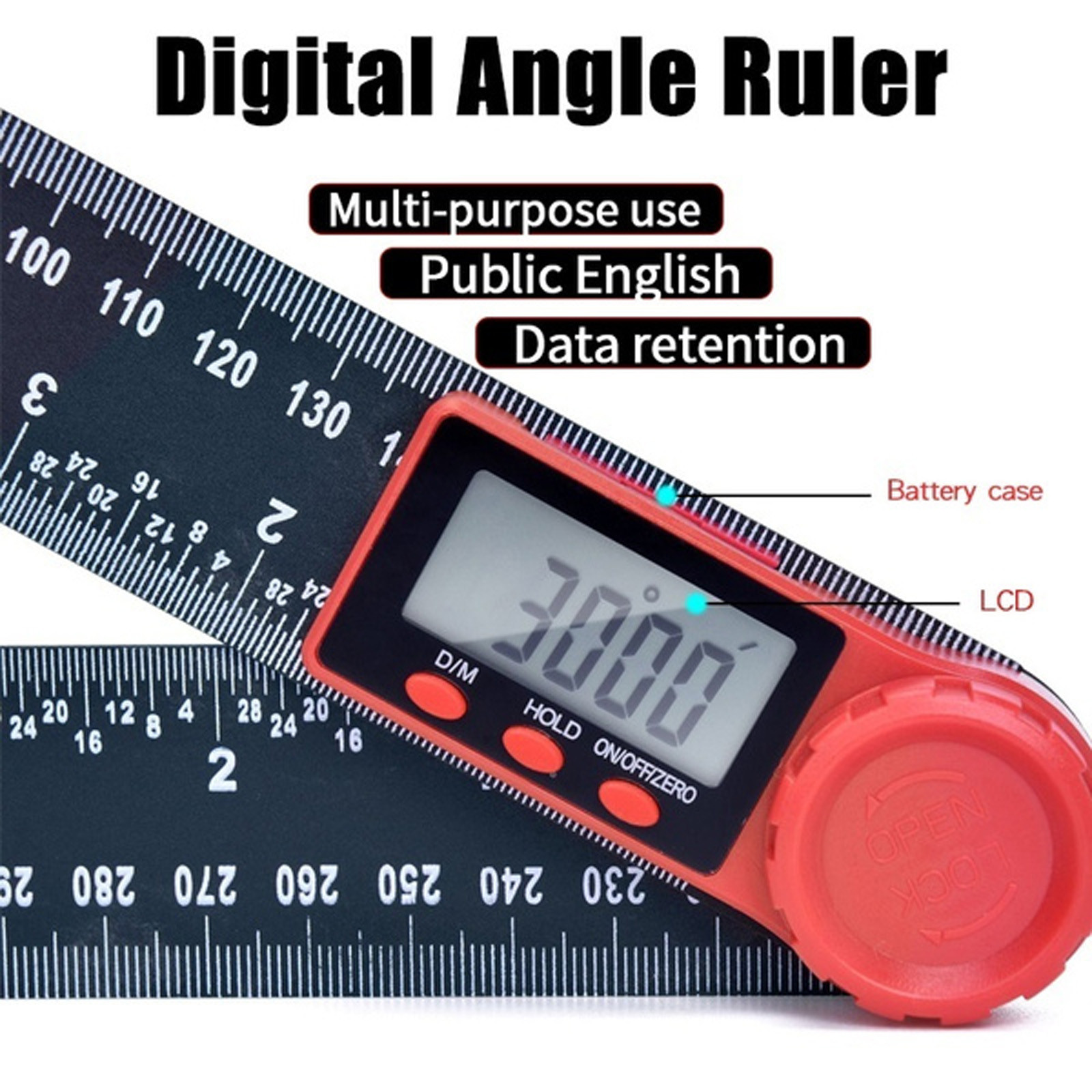 PRETXORVE 2-In-1 Digital Angle Meter Inclinometer Digital Angle Ruler ...