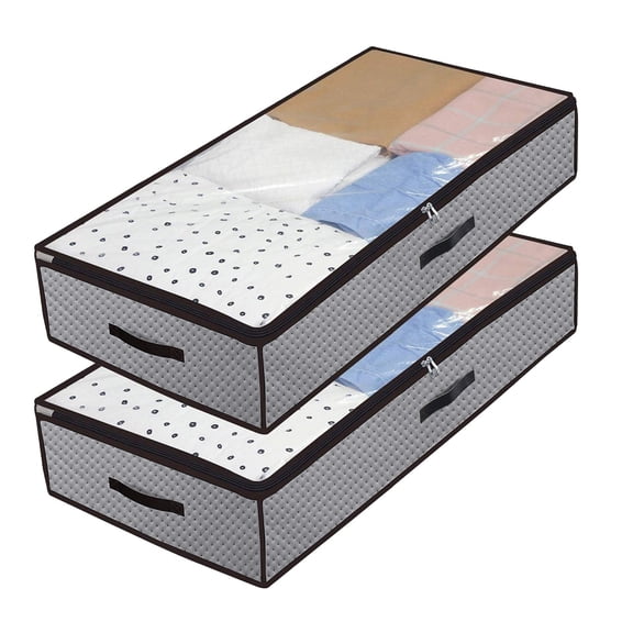 PRETXORVE 2X Handy Storage Bag Heavy Duty Under-Bed Storage Box Quilt Storage