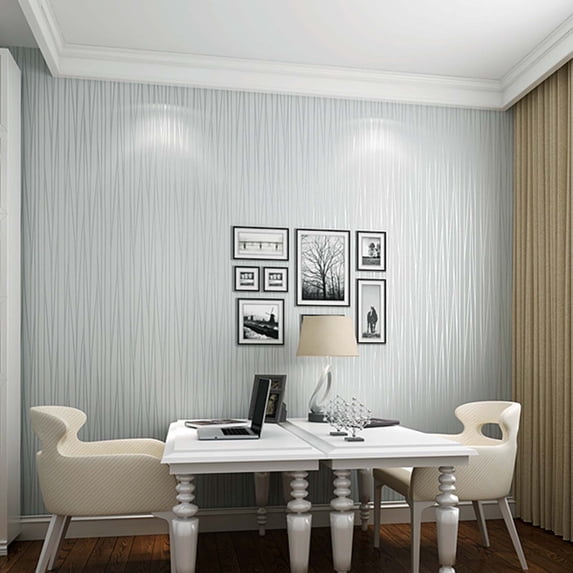 PRETXORVE 53X1000Cm Modern Non-Woven Fabric Wallpaper Roll Mirror Stripe Texture Velvet Stripe Bedroom Living Room Wallpaper