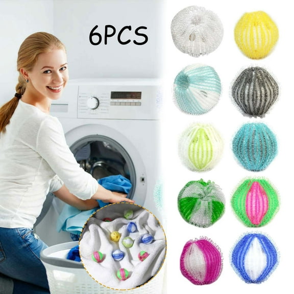 PRETXORVE 6pc Hair Lint Fluff Grabbing Laundry for Washing Machine Wash Ball Cleaning