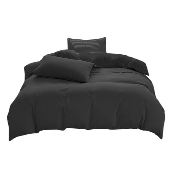 PRETXORVE All-Season Bedding Set - 4-Piece Washable Cotton Solid Color Bed Sheet Duvet Cover and Pillowcases