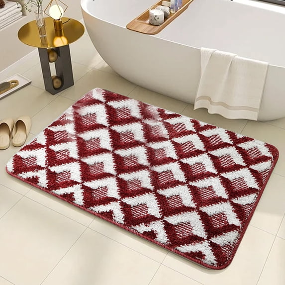 PRETXORVE Bathroom Water-Absorbing Mat Machine-Woven Carpet for Secure Grip Bedroom Entryway Rug Non-Slip Doorstep Foot Mat Non-slip Padding