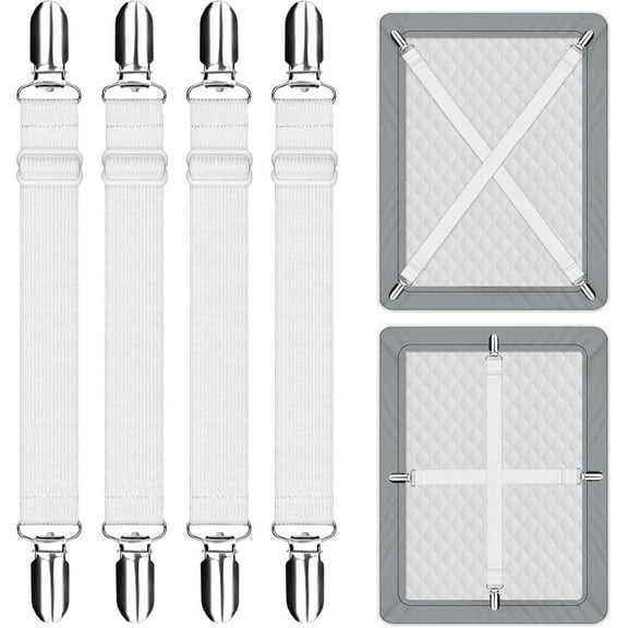 PRETXORVE Bed Sheet Grippers Stretchable Up To 180cm Easy To Operate Easy To Install and Disassemble Resolve The Issue of Tangled and Piled Up Bed Sheets
