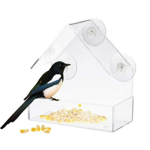 PRETXORVE Bird Feeder, Outdoor Bird Feeder Outdoor Acrylic Windbreak Bird Feeder