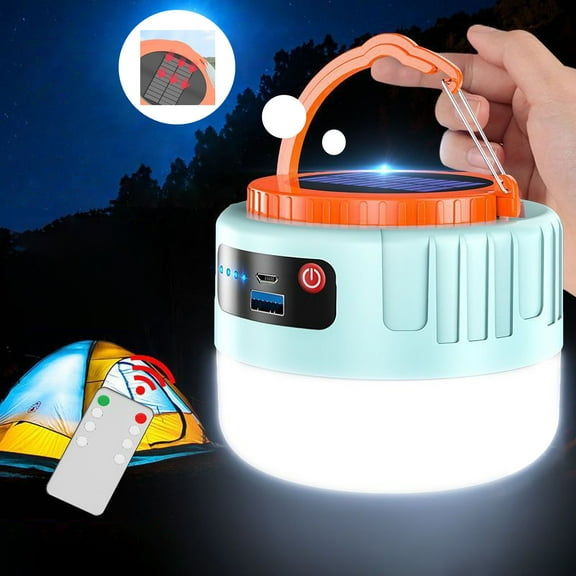 PRETXORVE Camping Lights, Three-in-one Solar Remote Control Remote On-off Outdoor Garden Lighting Flashlight Rechargeable Can Be Used As An Emergency Charging Power Supply