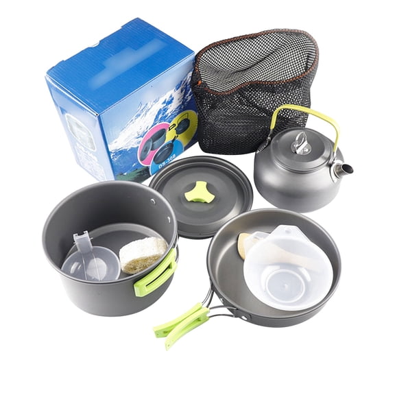 PRETXORVE Camping Pots and Pans Set, Camping Pots and Pans Set, Camping Kitchen and Cutlery Set Portable Camping Set Pot Made Of Aluminum Material