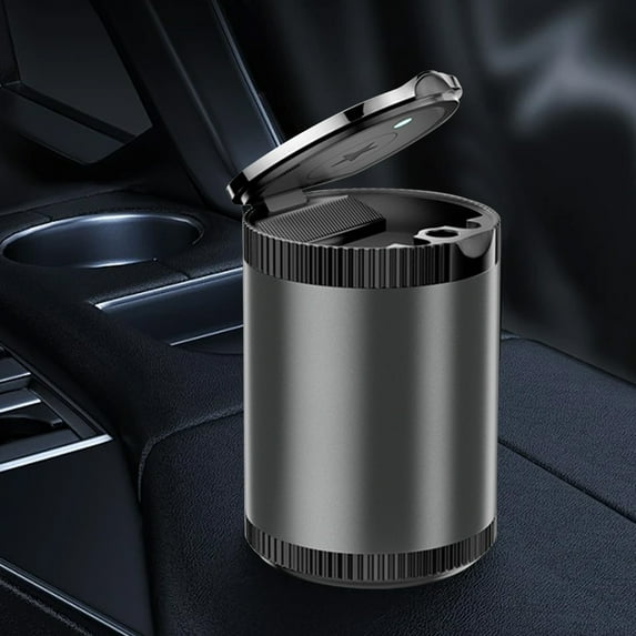 PRETXORVE Car Ashtray, Car Car Ashtray Creativeness Covered Car with Cover LED Light Car Portable Withered