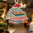 thumbnail image 1 of PRETXORVE Christmas Decor, 2D Flat Acrylic Christmas Book Decorations, Tree-Shaped Bookshelf Pendants, Christmas Tree Decorations, Novel Hanging Decorations, Stacked Book Decorations, 1 of 6
