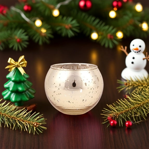 PRETXORVE Christmas Decor, Christmas Tree Decorations, 2 Spherical Glass Candle Holders, Aromatic Candle Cups, Festival Gifts, Candlelight Dinner Decoration, Christmas Decoration