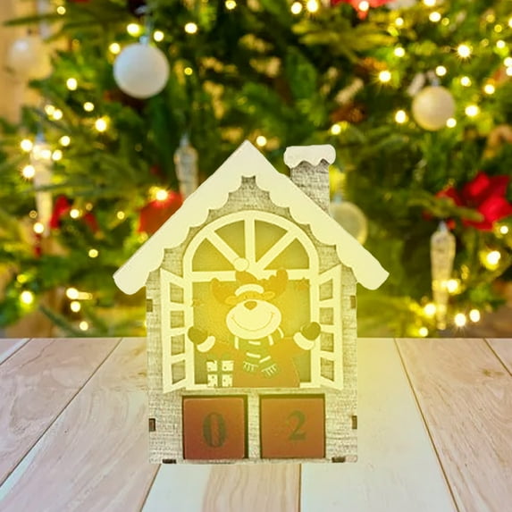 PRETXORVE Christmas Decor, Christmas Tree Decorations, Lighted 25 Days Christmas Countdown Calendar, Wooden Advent Calendar, Christmas Countdown Decoration