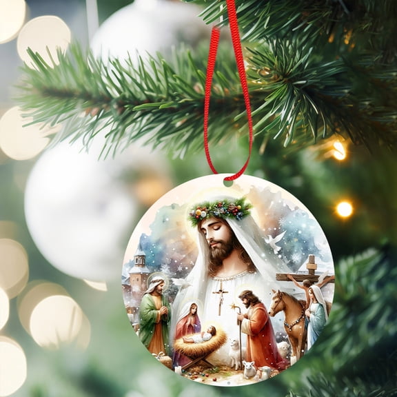 PRETXORVE Christmas Decor, Christmas Tree Decorations, Nativity Scene Decoration, Wooden Christmas Tree topper, Sacred Religious Gift, Nativity Scene Christmas Decoration
