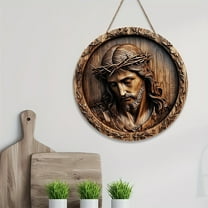 PRETXORVE Christmas Decor, Christmas Tree Decorations, Round Wooden Easter Decorative Wall Hanging, Home Baptism Decoration