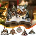 thumbnail image 1 of PRETXORVE Christmas Decorations, 2D Flat Acrylic Christmas Book Decoration Tree-Shaped Bookshelf Pendant Christmas Tree Decoration Novel Hanging Decoration Book Stacking Decoration, 1 of 9