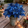 thumbnail image 1 of PRETXORVE Christmas Decorations, Christmas 7 fork Simulation Flower Bouquet- Flannel Christmas Flower Artificial Flower Christmas Decoration Green Plant Bonsai Christmas ornament, 1 of 7