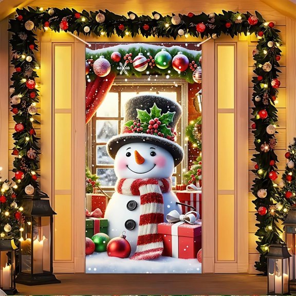PRETXORVE Christmas Decorations, Christmas Decor, 35.4 X 70.8 Christmas Door Curtain Christmas Door Decorations Christmas Door and Wall Decorations Party Decorations