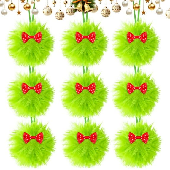 PRETXORVE Christmas Decorations, Christmas Decor, 6-Piece Christmas Tree Decorations, Faux Balls with Ribbons Party Decorations
