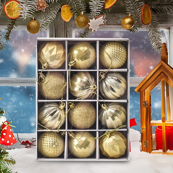 PRETXORVE Christmas Decorations, Christmas Decor, 6Cm 12Pcs Special Ball Paper Set, Window, Hanging ornament