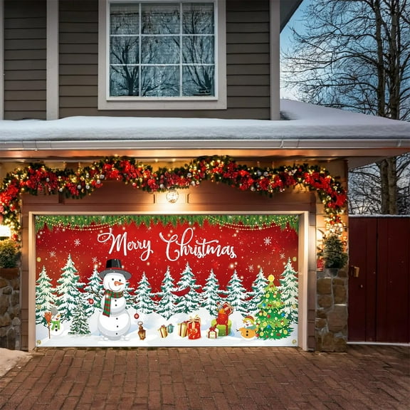 PRETXORVE Christmas Decorations, Christmas Decor, Garage Garage Festive Scene Door Party Background