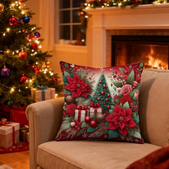 PRETXORVE Christmas Decorations, Christmas Decor, Pillowcase, 17.7X17.7 Decorative Pillowcase, Soft Fabric, Hidden Zipper,