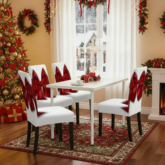 PRETXORVE Christmas Decorations, Christmas Decor, Red Elastic Chair Cover Living Room Restaurant Banquet and Table Chair Decoration