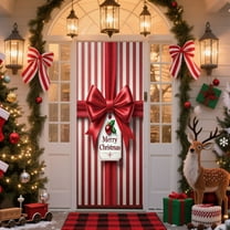 PRETXORVE Christmas Decorations, Christmas Ornaments, 35 X 71 inches Christmas Door Curtain Christmas Door Curtain Christmas Day and Wall Decoration Festive Party Decoration