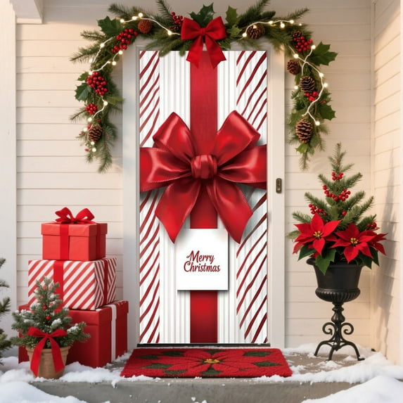 PRETXORVE Christmas Decorations, Christmas Ornaments, 35 X 71 inches Christmas Door Curtain Festive Decoration Day Door and Wall Decoration Festive Party Decoration