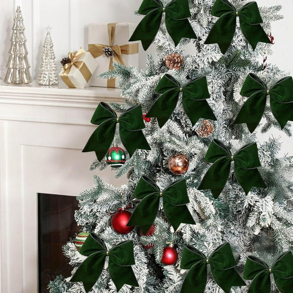 PRETXORVE Christmas Decorations, Christmas Ornaments, 4 Christmas Bows, Suitable for Christmas Tree Garland Decoration, Gift Box Decoration, Bow ornaments