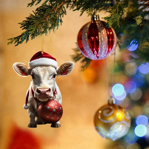 PRETXORVE Christmas Decorations, Christmas Ornaments, Christmas Decoration Acrylic Pig Flat Car Hanging Christmas Tree Decoration