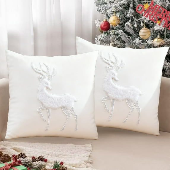 PRETXORVE Christmas Decorations, Christmas Ornaments, Christmas Embroidered Pillow Cover, 17.71X17.71 inches, for Christmas Decoration, Winter Holiday Decoration Pillow Cover, Suitable for Home Sofa