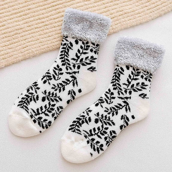 PRETXORVE Christmas Decorations, Christmas Ornaments, Christmas Socks Mid-Calf Thick Fleece Socks Leisure Solid Color Fleece Socks Home Socks