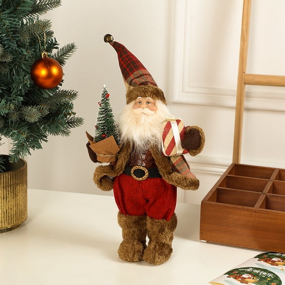 PRETXORVE Christmas Decorations, Christmas Ornaments, Dark Red Brown Exquisite Three-Dimensional Christmas Decorations Santa Claus Decorations