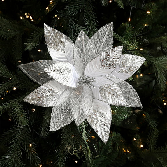 PRETXORVE Christmas Decorations, Christmas Ornaments, Fabric Christmas Flower, Simulation Flower, Christmas Tree Decoration