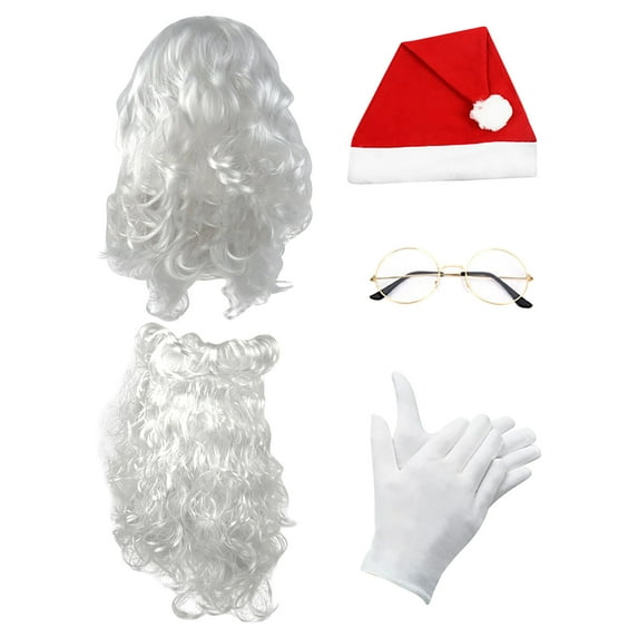 PRETXORVE Christmas Decorations, Christmas Ornaments, Santa Claus Beard and Wig Set, Santa Claus Beard and Wig, Santa Claus Set