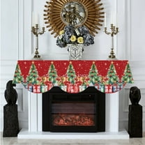 PRETXORVE Christmas Decorations, Christmas Ornaments, Winter Christmas Fireplace Mantel Background Cloth, Holiday Decoration Fireplace Scarf