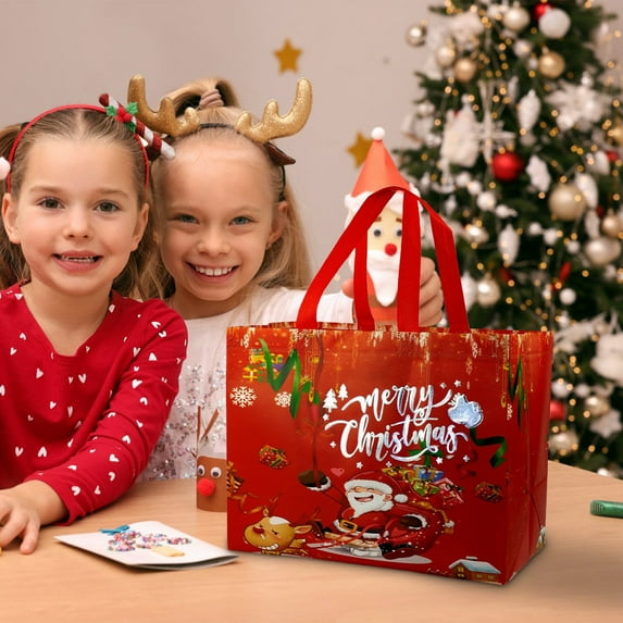 PRETXORVE Christmas Decorations, Christmas Tree Decorations, Christmas Non-Woven Shopping Bag Colored Gift Bag Christmas Decoration Gift Bag