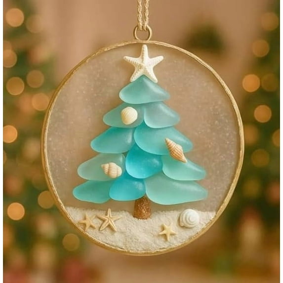 PRETXORVE Christmas Decorations, Christmas Tree Decorations, Christmas Tree Decorations Sea Glass Christmas Tree Decorations Christmas Tree Pendants Christmas Family Gathering Gifts