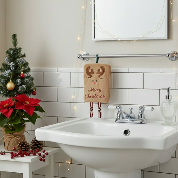 PRETXORVE Christmas Velvet towel for Kitchen and Bathroom,-Drying and Absorbent, with Four Patterns to Choose From