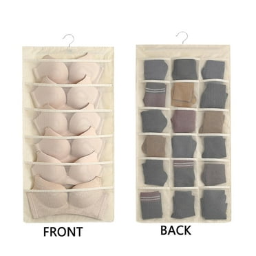 PRETXORVE Double Side Hanging Underwear Organizer Double Side Cloth Hanging Storage