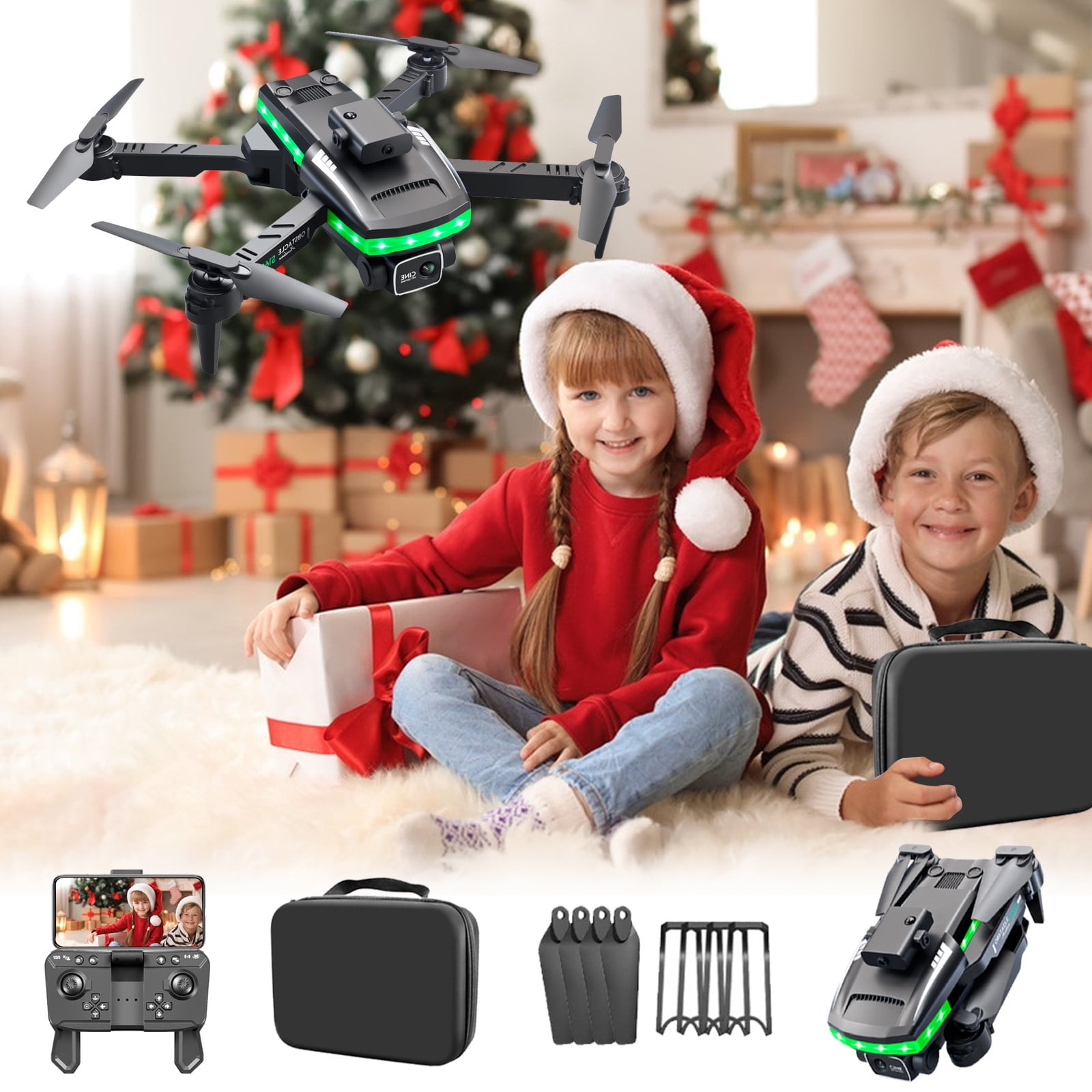 PRETXORVE Drone with 1080P Camera for Adults and Kids Foldable Fpv Remote Control Quadcopter with Led Flash Bar Start Toys Christmas Gifts for Boys Girls Walmart