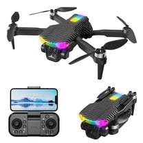PRETXORVE Drone with Camera, FPV Drone with ESC Camera Brushless Motor Drones 2.4G RC Quadcopter with Cool LED Lights Altitude Hold Obstacle Avoidance for Adults