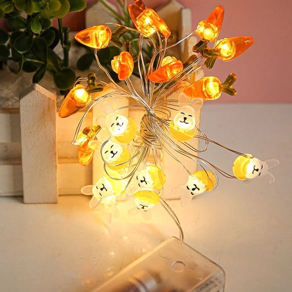 PRETXORVE Easter Light String Easter Carrot Shape Little Lights. Battery Powered Indoor and Outdoor Festival Lights