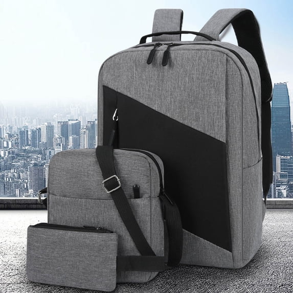 PRETXORVE Fashion Three-piece Backpack Backpack Male Business Usb Charging Laptop Bag High-capacity Students Bag