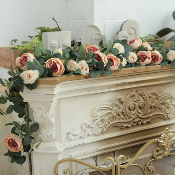 PRETXORVE Faux Plants, Artificial Plants, 5.3 Feet Imitation Flower with Rose Fake Rose Flower Floral Wedding Home Party Table Cloth Decoration Imitation Silk Flowers