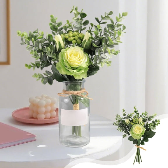 PRETXORVE Faux Plants, Artificial Plants, Artificial Rose Bouquet Simulation Green Plant Wedding Ground Decoration Silk Flower