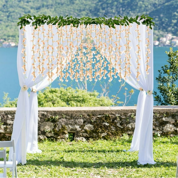 PRETXORVE Faux Plants, Artificial Plants, Wisteria Flower Wreath, 6.56 Feet Long Artificial Flower Garland Fake Hanging Flower Silk Wisteria Flower Wreath for Wedding Garden Decoration
