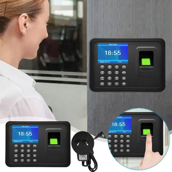 PRETXORVE Fingerprint Password Time Attendance, Employee Check-in Punch Clock Recorder, 4 inch Lcd Screen